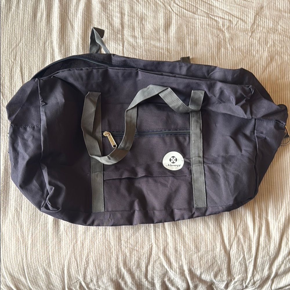 Kipling Gray and Blue Travel Duffel Bag with Durable Fabric